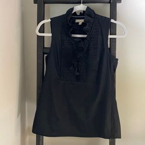 Banana Republic - Black, Sleeveless Ruffle Shirt